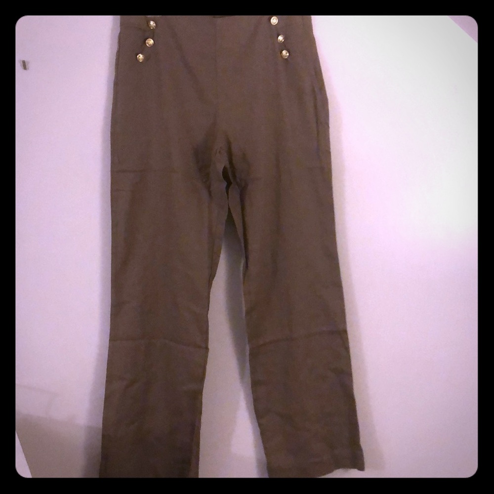 Toffee Linen-like Sailor High-waist Pants